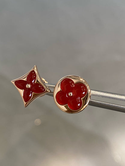 [Spark]STAR AND SUN PINK GOLD CARNELIAN STUD EARRINGS