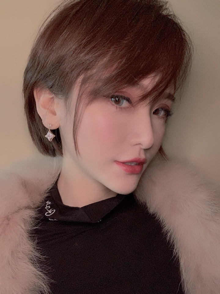 [Spark]DOUBLE STAR PINK GOLD MOP DROP EARRINGS