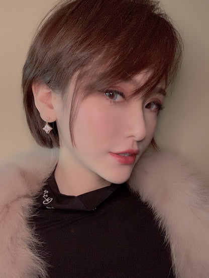 [Spark]DOUBLE STAR PINK GOLD MOP DROP EARRINGS