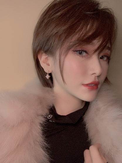 [Spark]DOUBLE STAR PINK GOLD MOP DROP EARRINGS