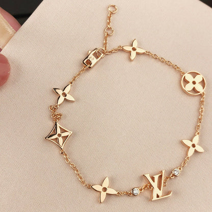 [Spark]STAR AND SUN 7 MOTIFS GOLD BRACELET