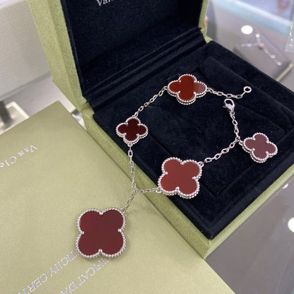 [Spark]CLOVER 5 MOTIFS SIVLER CARNELIAN BRACELET