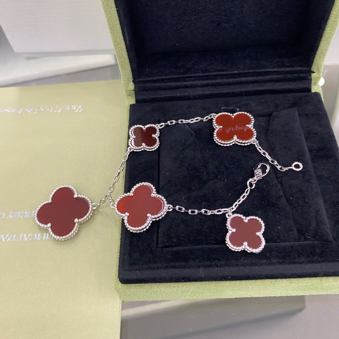 [Spark]CLOVER 5 MOTIFS SIVLER CARNELIAN BRACELET