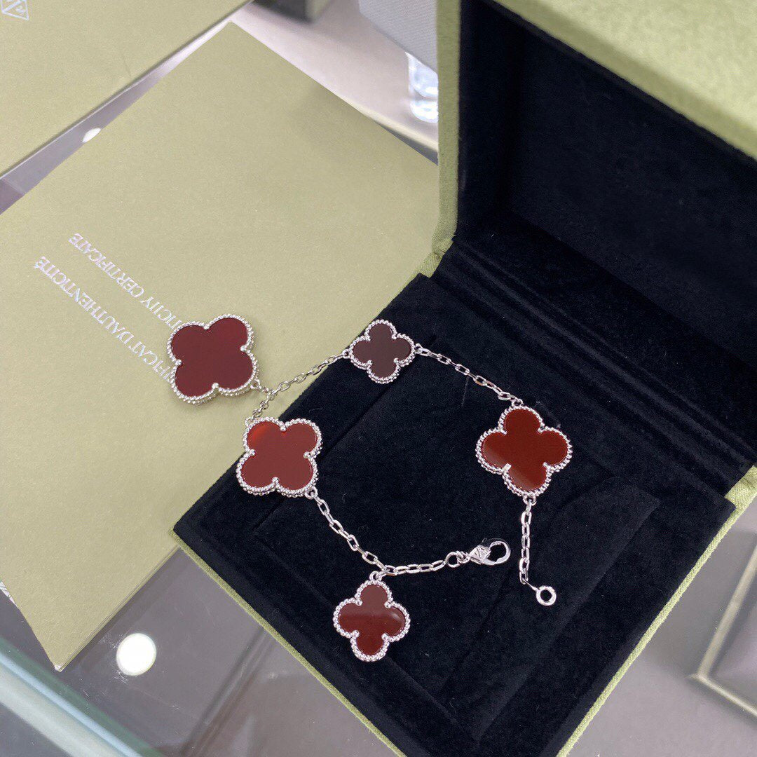 [Spark]CLOVER 5 MOTIFS SIVLER CARNELIAN BRACELET