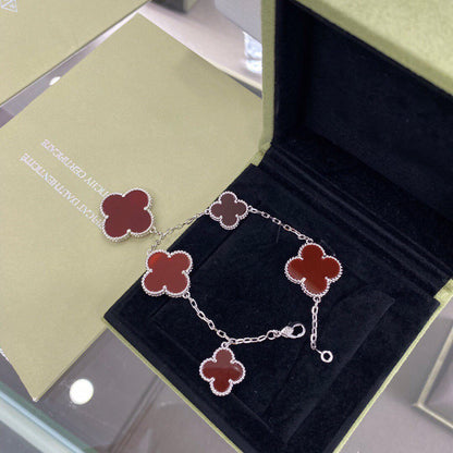[Spark]CLOVER 5 MOTIFS SIVLER CARNELIAN BRACELET