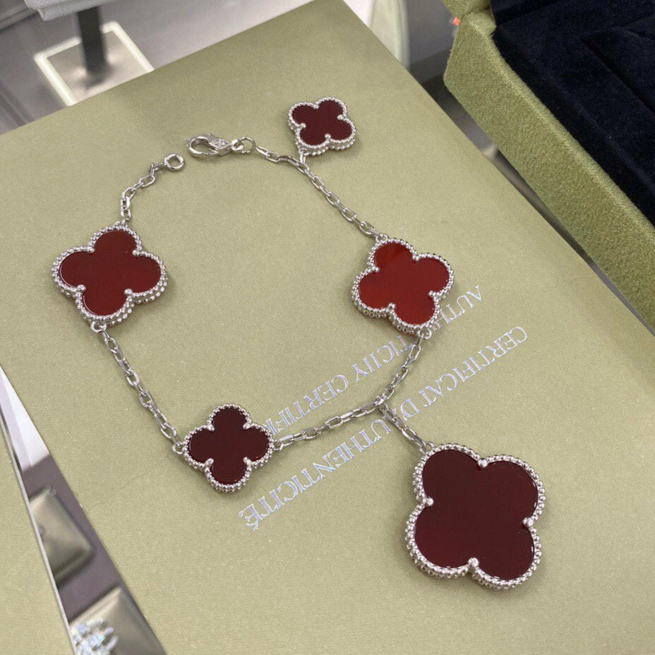 [Spark]CLOVER 5 MOTIFS SIVLER CARNELIAN BRACELET
