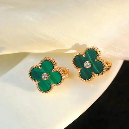 [Spark]CLOVER MEDIUM 1 MOTIFS MALACHITE DIAMOND EARRINGS