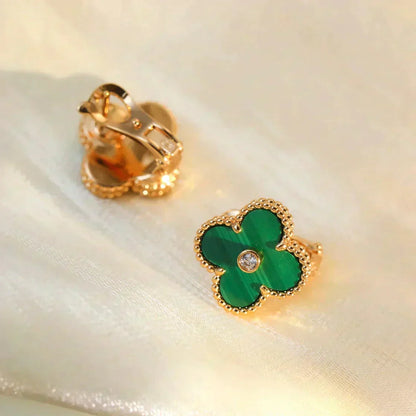 [Spark]CLOVER MEDIUM 1 MOTIFS MALACHITE DIAMOND EARRINGS