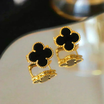 [Spark]CLOVER MEDIUM 1 MOTIFS  ONYX STUD EARRINGS