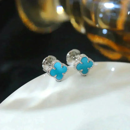 [Spark]CLOVER MINI 9.5MM ONYX STUD EARRINGS SILVER
