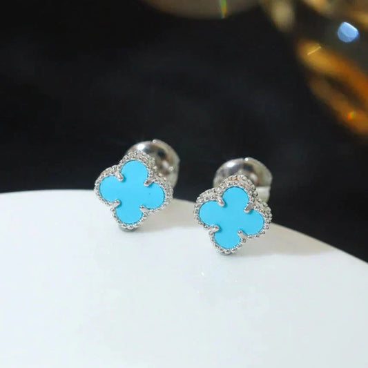 [Spark]CLOVER MINI 9.5MM ONYX STUD EARRINGS SILVER