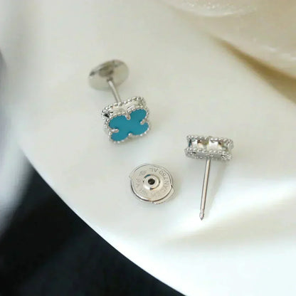 [Spark]CLOVER MINI 9.5MM ONYX STUD EARRINGS SILVER