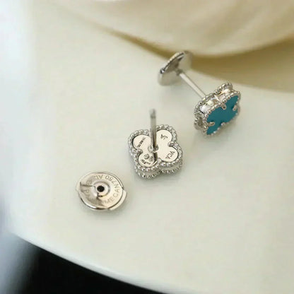 [Spark]CLOVER MINI 9.5MM ONYX STUD EARRINGS SILVER