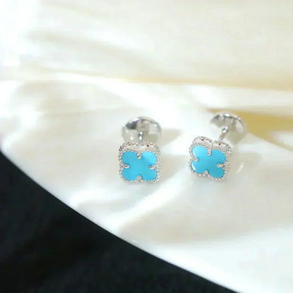 [Spark]CLOVER MINI 9.5MM ONYX STUD EARRINGS SILVER