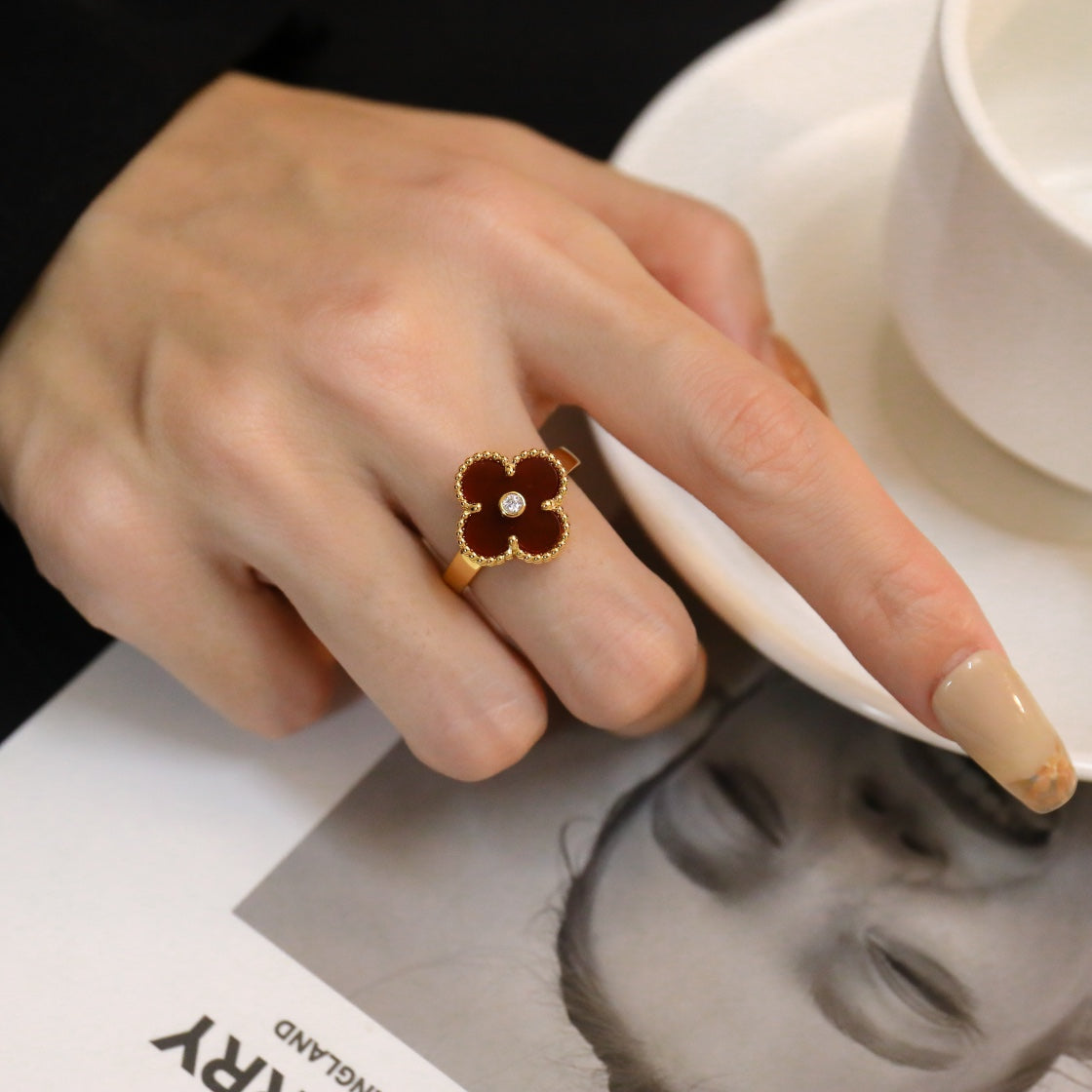 [Spark]CLOVER CARNELIAN RING Spark GOLD DIAMOND