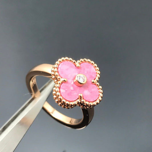 [Spark]CLOVER RHODONITE Spark GOLD RING