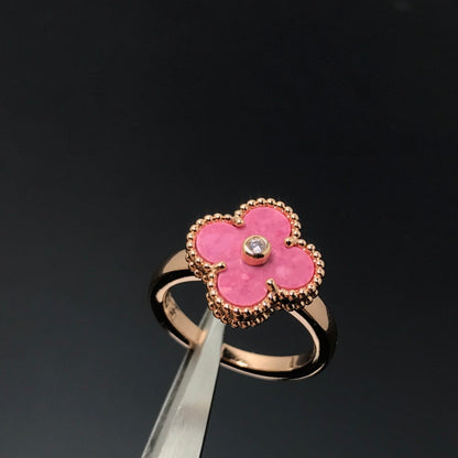 [Spark]CLOVER RHODONITE Spark GOLD RING