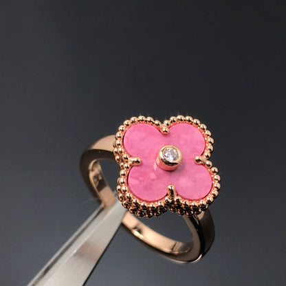 [Spark]CLOVER RHODONITE Spark GOLD RING