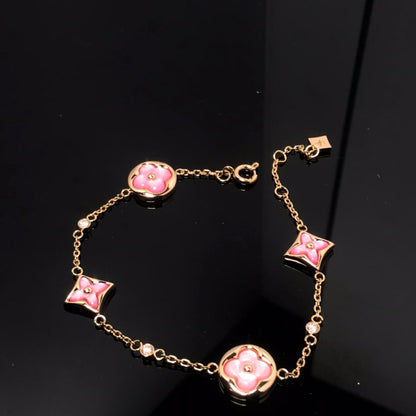 [Spark]STAR AND SUN 4 MOTIF PINK MOP PINK GOLD BRACELET