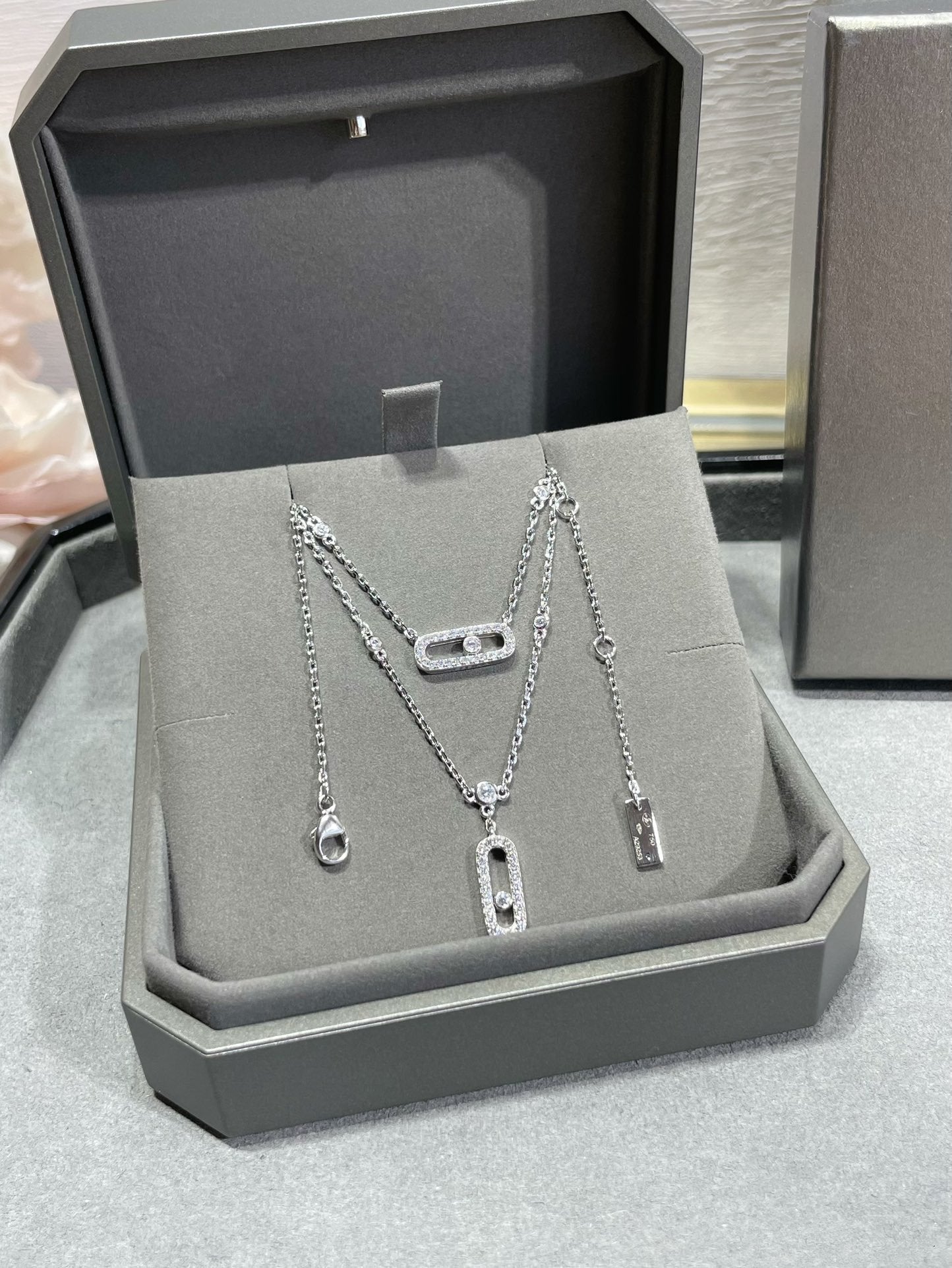 [Spark]MOVE 2 ROW DIAMOND NECKLACE