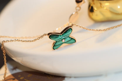 [Spark]JEUX MALACHITE 1 DIAMOND PINK GOLD NECKLACE