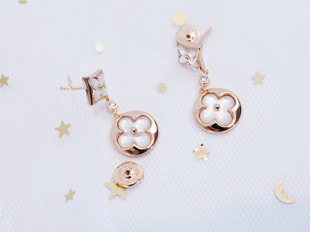 [Spark]STAR AND SUN PINK GOLD MOP DROP EARRINGS