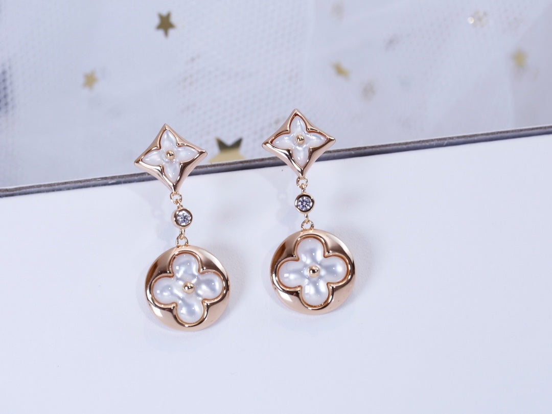 [Spark]STAR AND SUN PINK GOLD MOP DROP EARRINGS