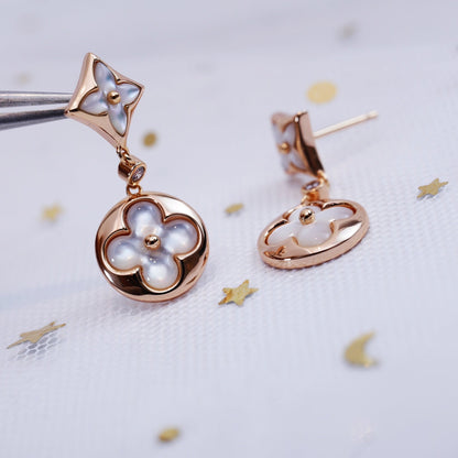[Spark]STAR AND SUN PINK GOLD MOP DROP EARRINGS