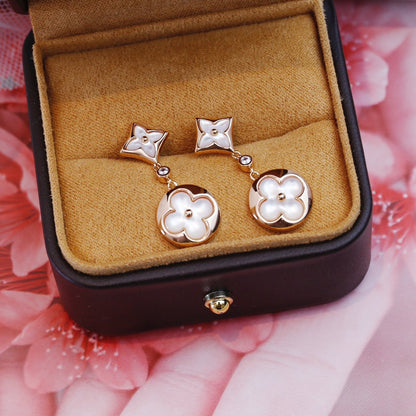[Spark]STAR AND SUN PINK GOLD MOP DROP EARRINGS