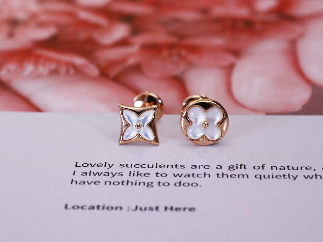 [Spark]STAR AND SUN PINK GOLD MOP STUD EARRINGS