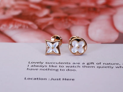 [Spark]STAR AND SUN PINK GOLD MOP STUD EARRINGS
