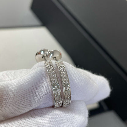 [Spark]LOVE DIAMOND SILVER HOOP EARRINGS