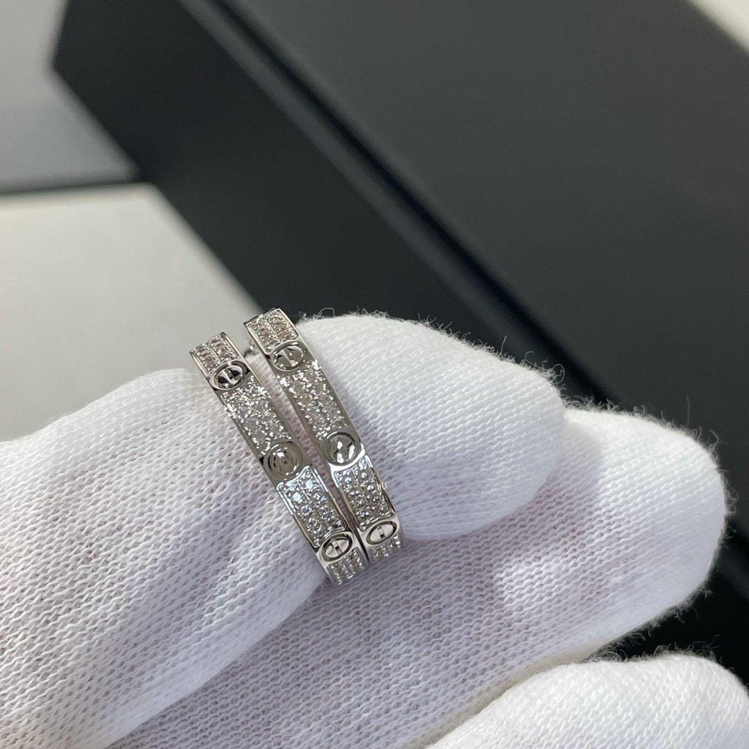 [Spark]LOVE DIAMOND SILVER HOOP EARRINGS