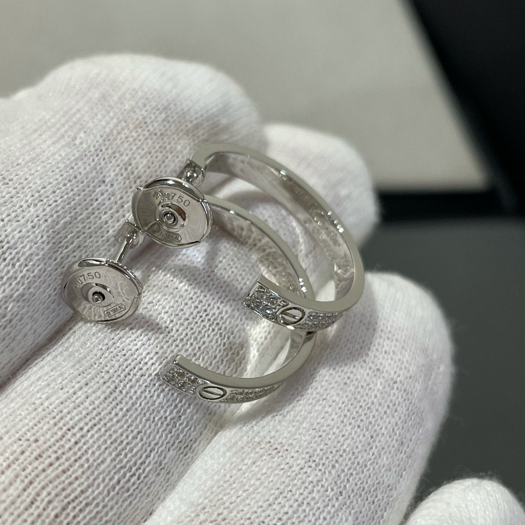 [Spark]LOVE DIAMOND SILVER HOOP EARRINGS
