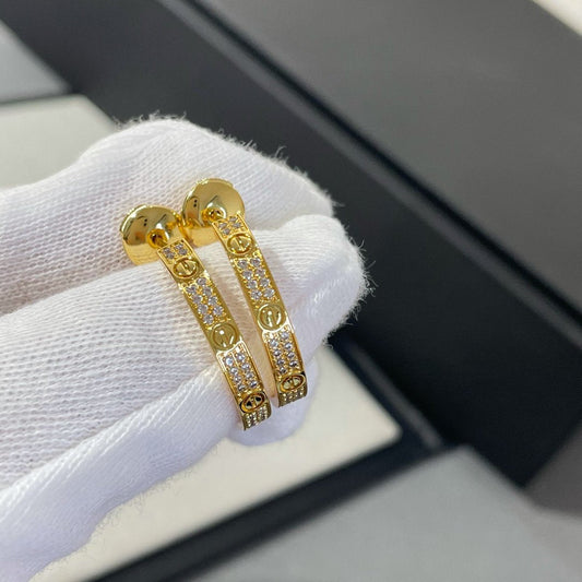 [Spark]LOVE DIAMOND GOLD HOOP EARRINGS