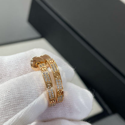 [Spark]LOVE DIAMOND PINK GOLD HOOP EARRINGS