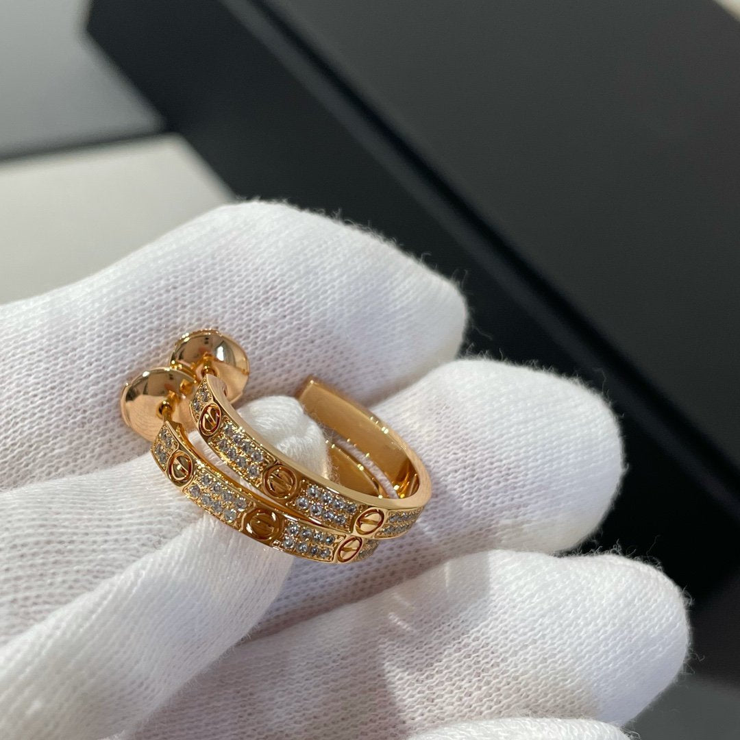 [Spark]LOVE DIAMOND PINK GOLD HOOP EARRINGS