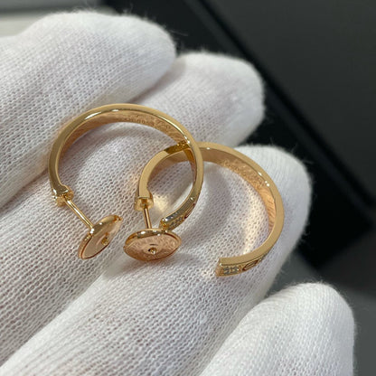 [Spark]LOVE DIAMOND PINK GOLD HOOP EARRINGS