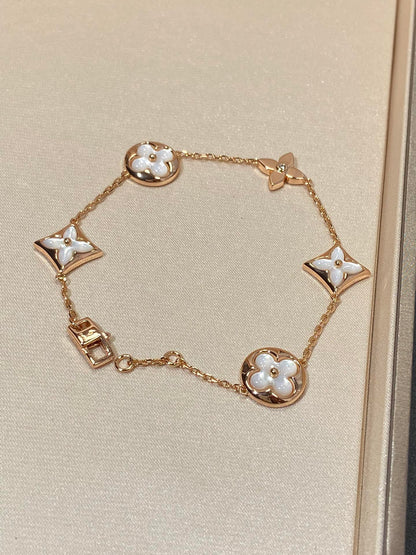 [Spark]STAR AND SUN 5 MOTIF MOP PINK GOLD BRACELET