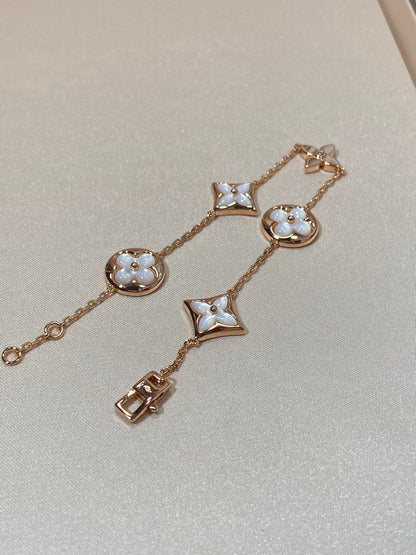 [Spark]STAR AND SUN 5 MOTIF MOP PINK GOLD BRACELET