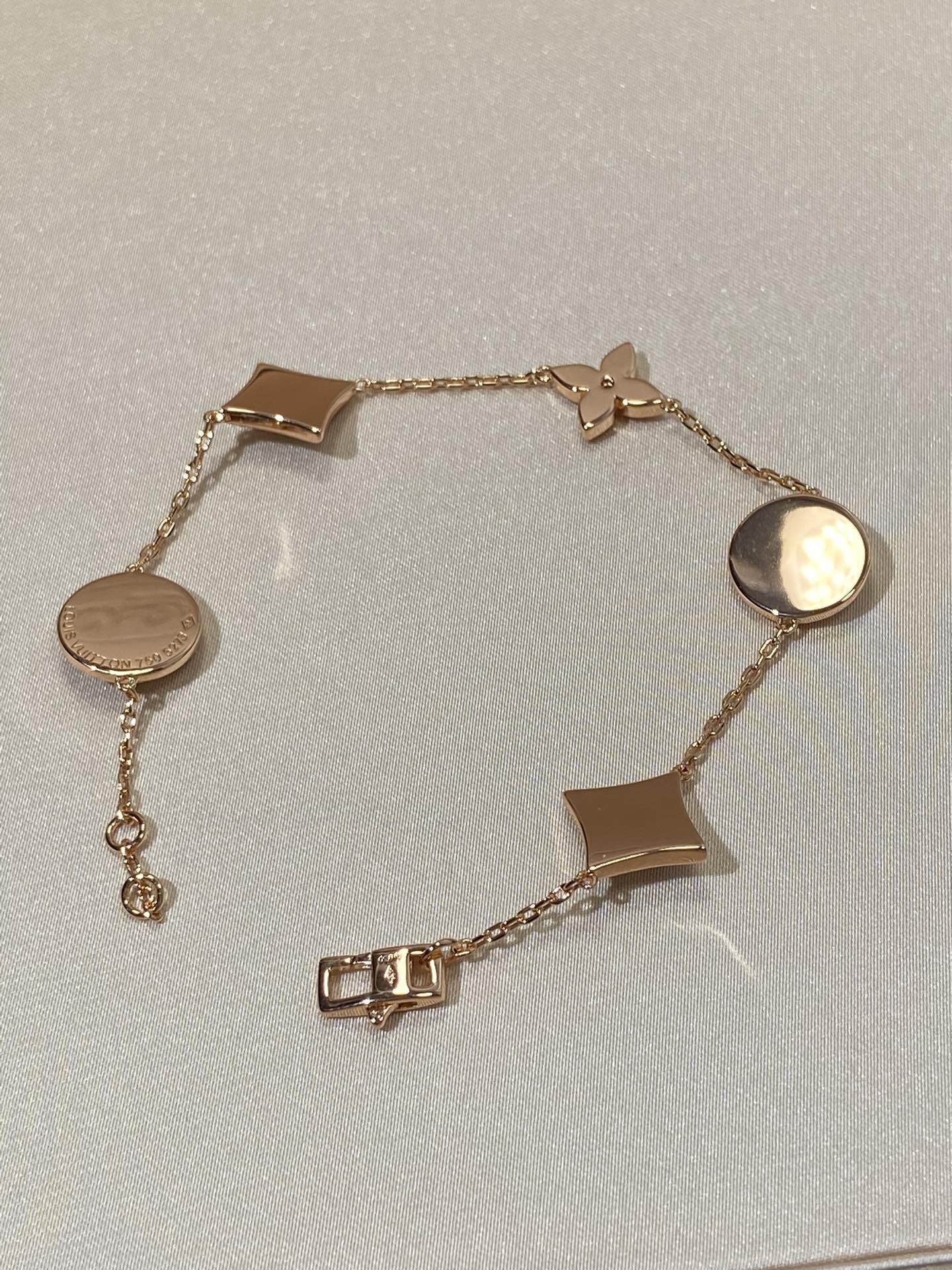 [Spark]STAR AND SUN 5 MOTIF MOP PINK GOLD BRACELET