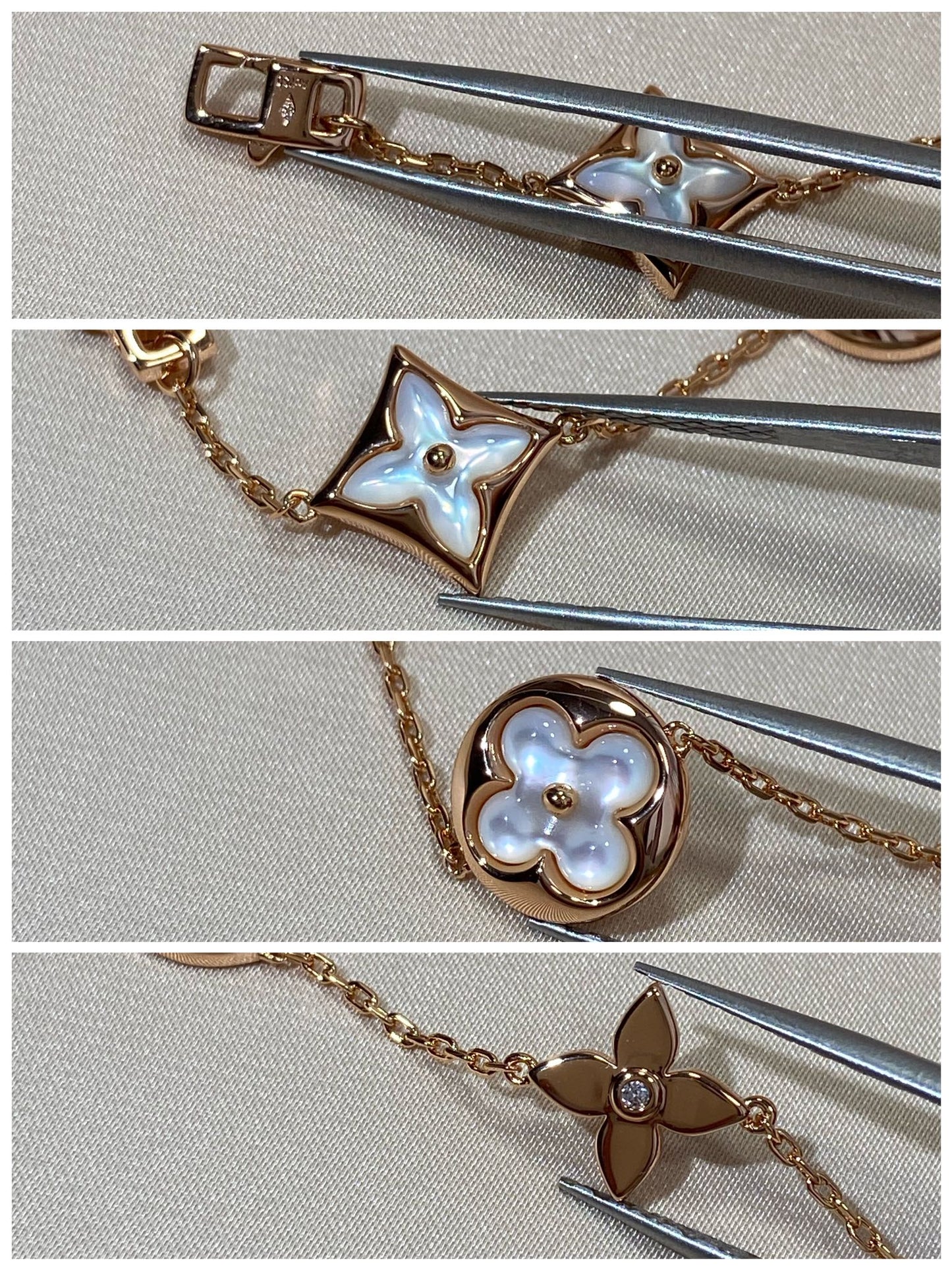 [Spark]STAR AND SUN 5 MOTIF MOP PINK GOLD BRACELET