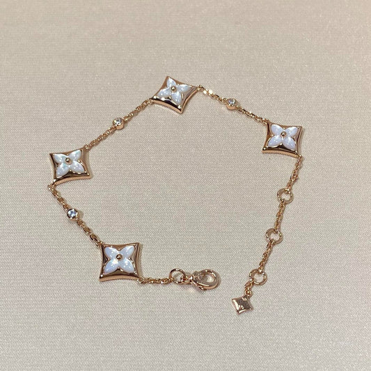 [Spark]STAR 4 MOTIF MOP DIAMOND PINK GOLD BRACELET