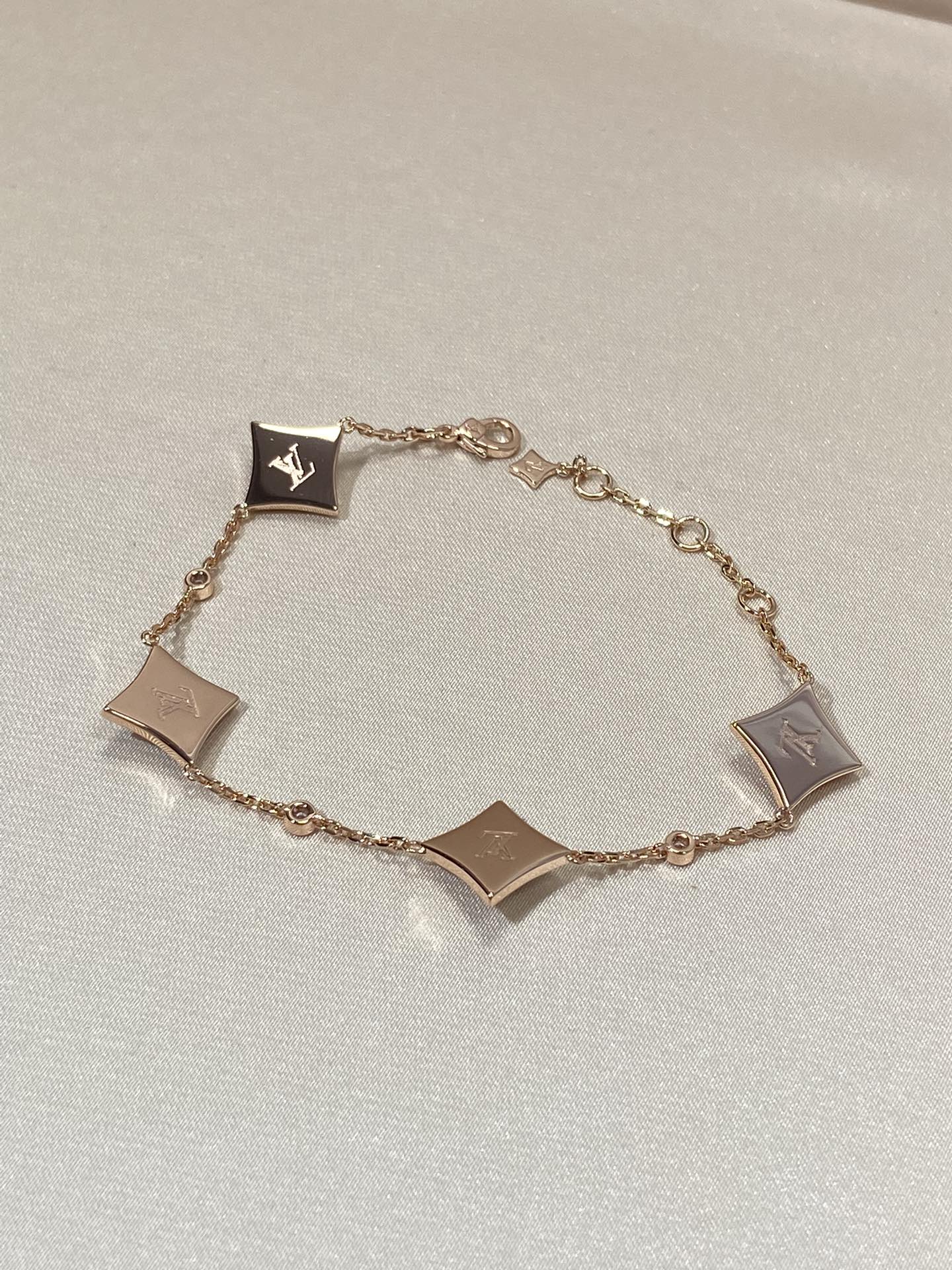 [Spark]STAR 4 MOTIF MOP DIAMOND PINK GOLD BRACELET