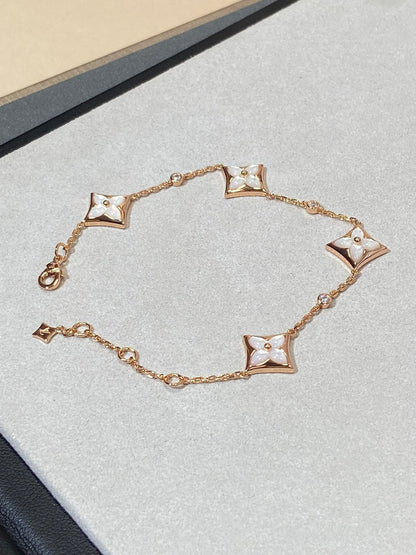 [Spark]STAR 4 MOTIF MOP DIAMOND PINK GOLD BRACELET