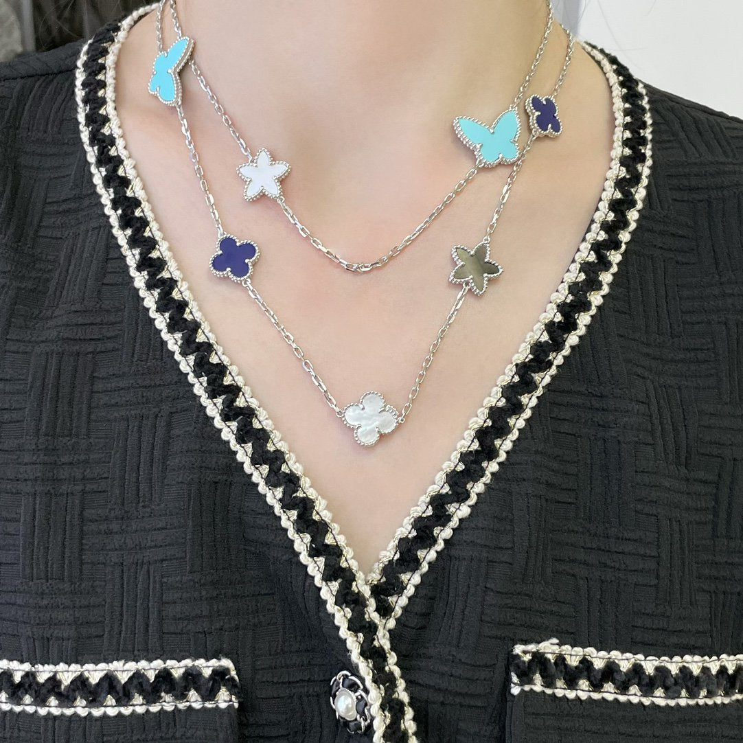 [Spark]LUCKY CLOVER SILVER 11 MOTIF NECKLACE