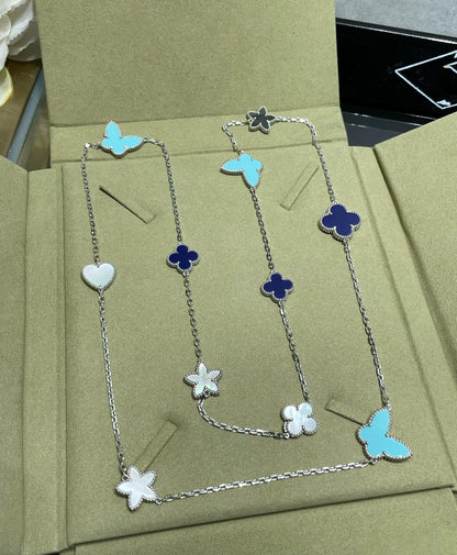 [Spark]LUCKY CLOVER SILVER 11 MOTIF NECKLACE