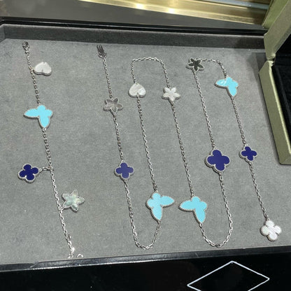 [Spark]LUCKY CLOVER SILVER 11 MOTIF NECKLACE