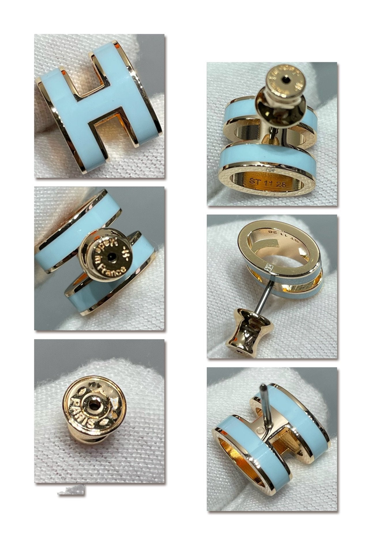 [Spark]POP H SKY BLUE STUD EARRINGS