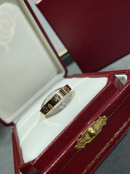 [Spark]LOVE PINK GOLD SILVER DIAMOND DOUBLE RING